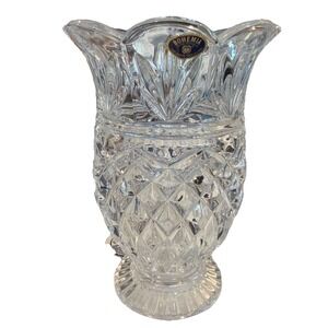 Vtg Bohemia Czech Hand Cut 24% Lead Crystal Pineapple Shaped Vase. No Chips